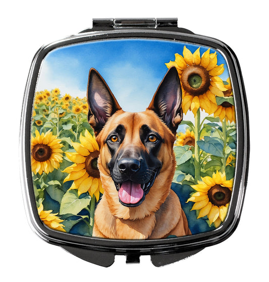 Belgian Malinois in Sunflowers Compact Mirror-0