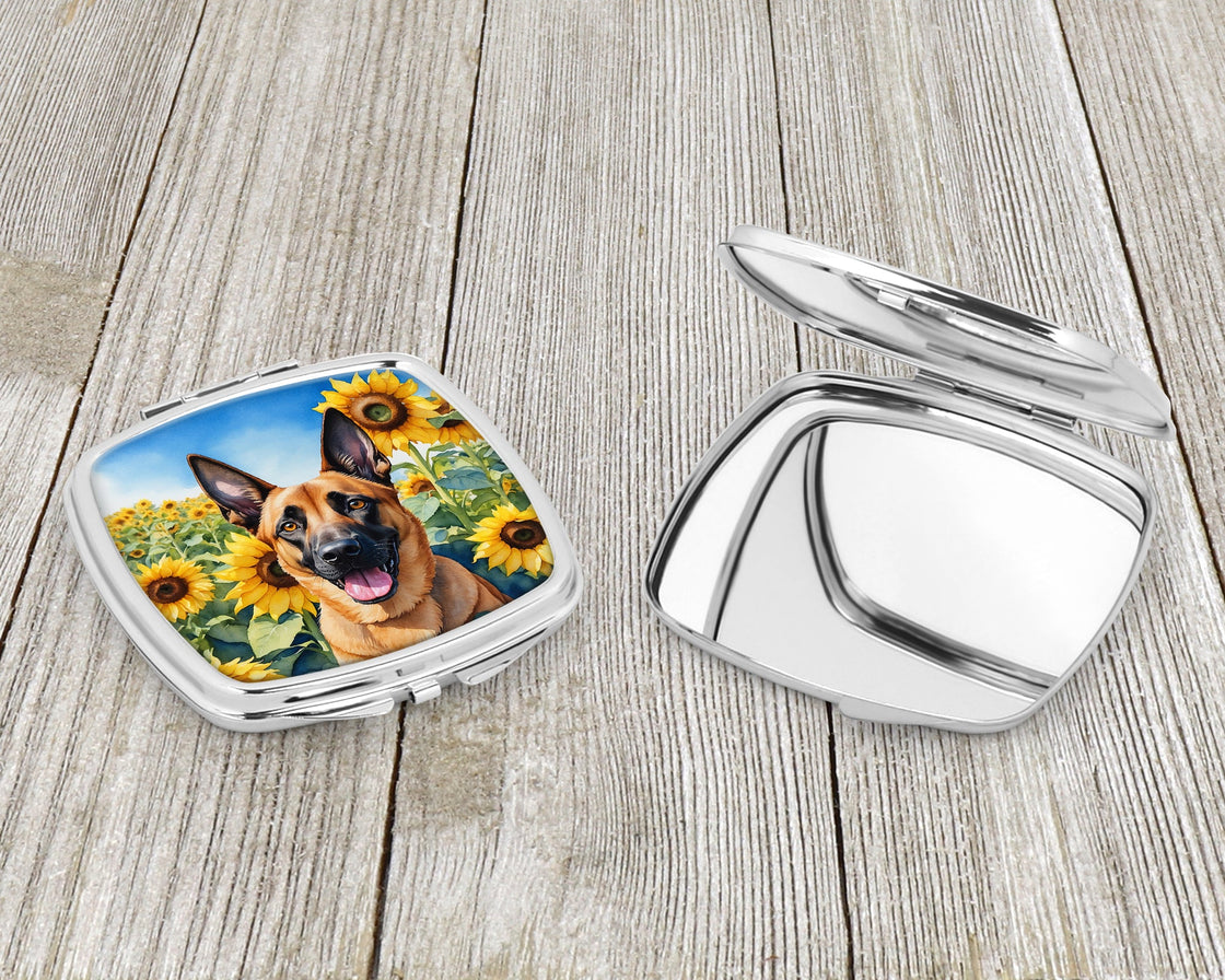 Belgian Malinois in Sunflowers Compact Mirror-2