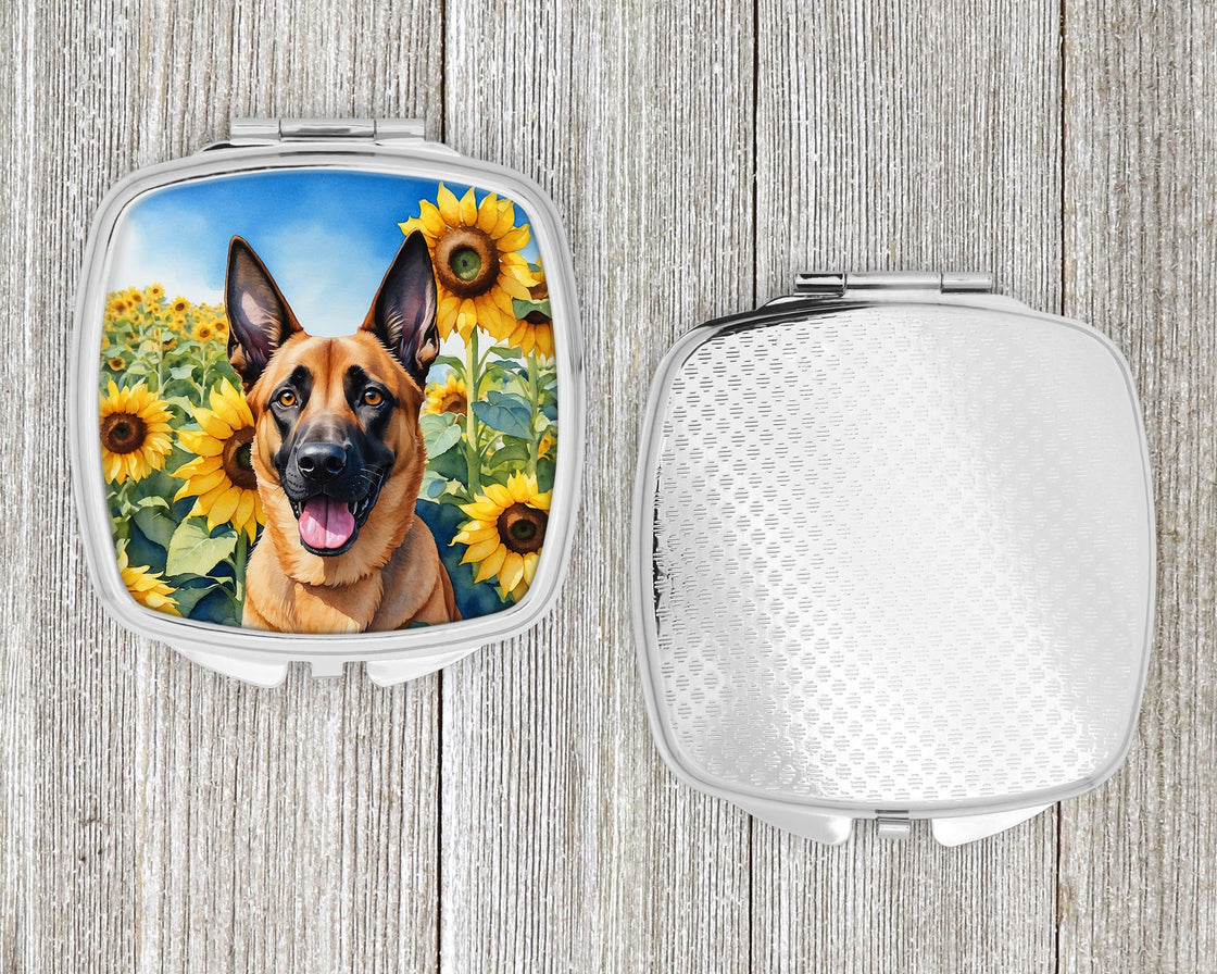 Belgian Malinois in Sunflowers Compact Mirror-3
