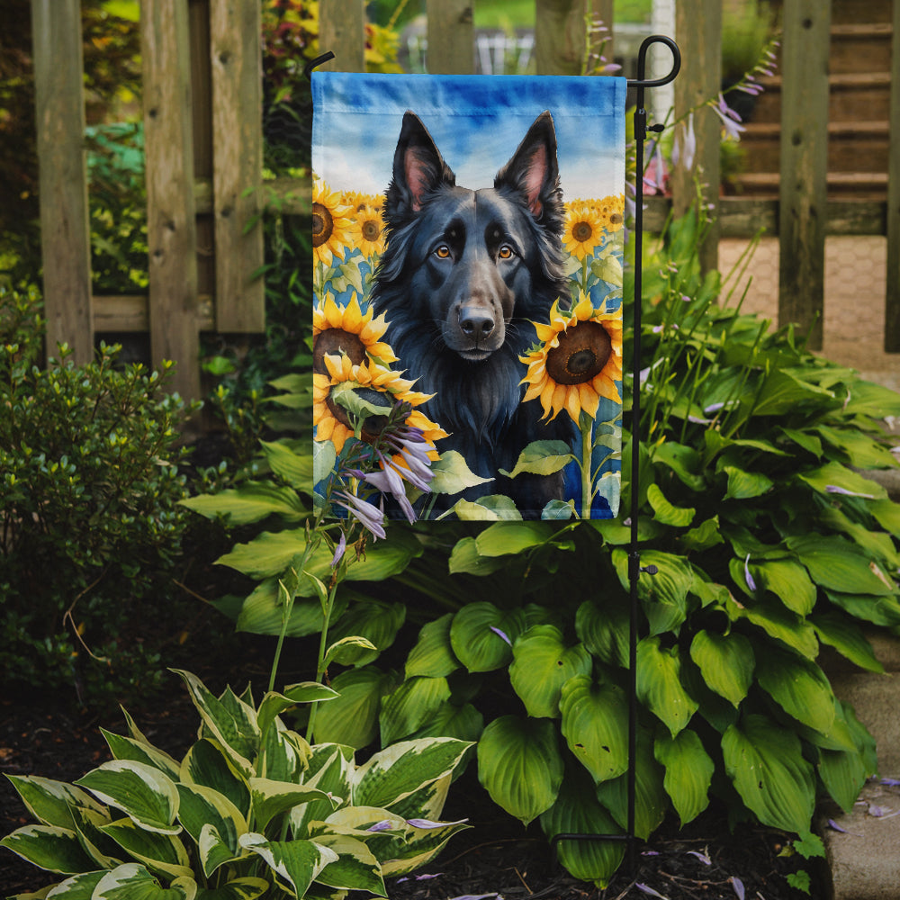 Belgian Sheepdog in Sunflowers Garden Flag-1