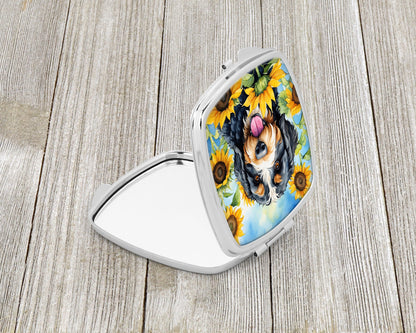 Bernedoodle in Sunflowers Compact Mirror-1