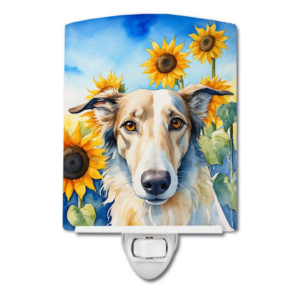Borzoi in Sunflowers Ceramic Night Light-0