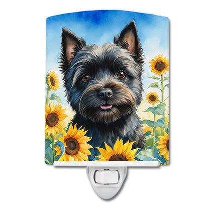 Cairn Terrier in Sunflowers Ceramic Night Light-0