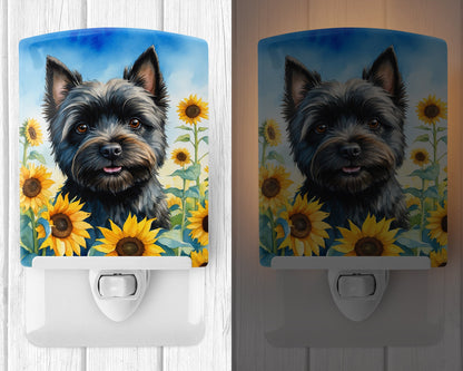 Cairn Terrier in Sunflowers Ceramic Night Light-1