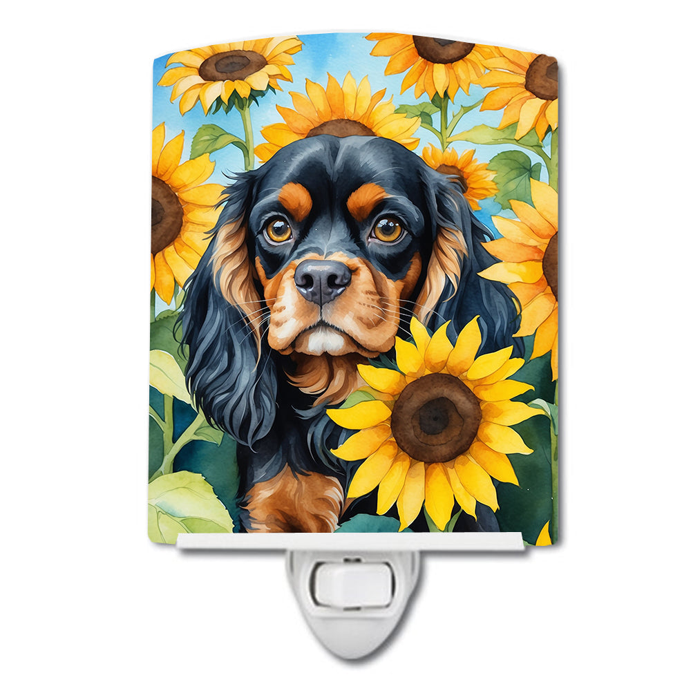 Cavalier Spaniel in Sunflowers Ceramic Night Light-0