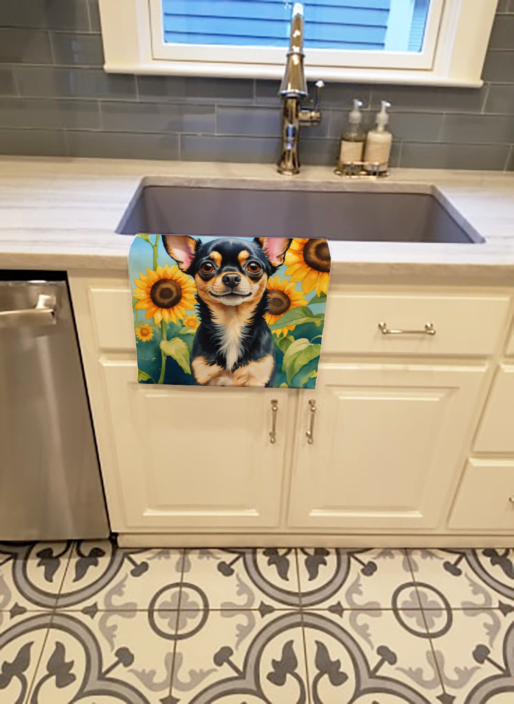 Chihuahua in Sunflowers Kitchen Towel-1