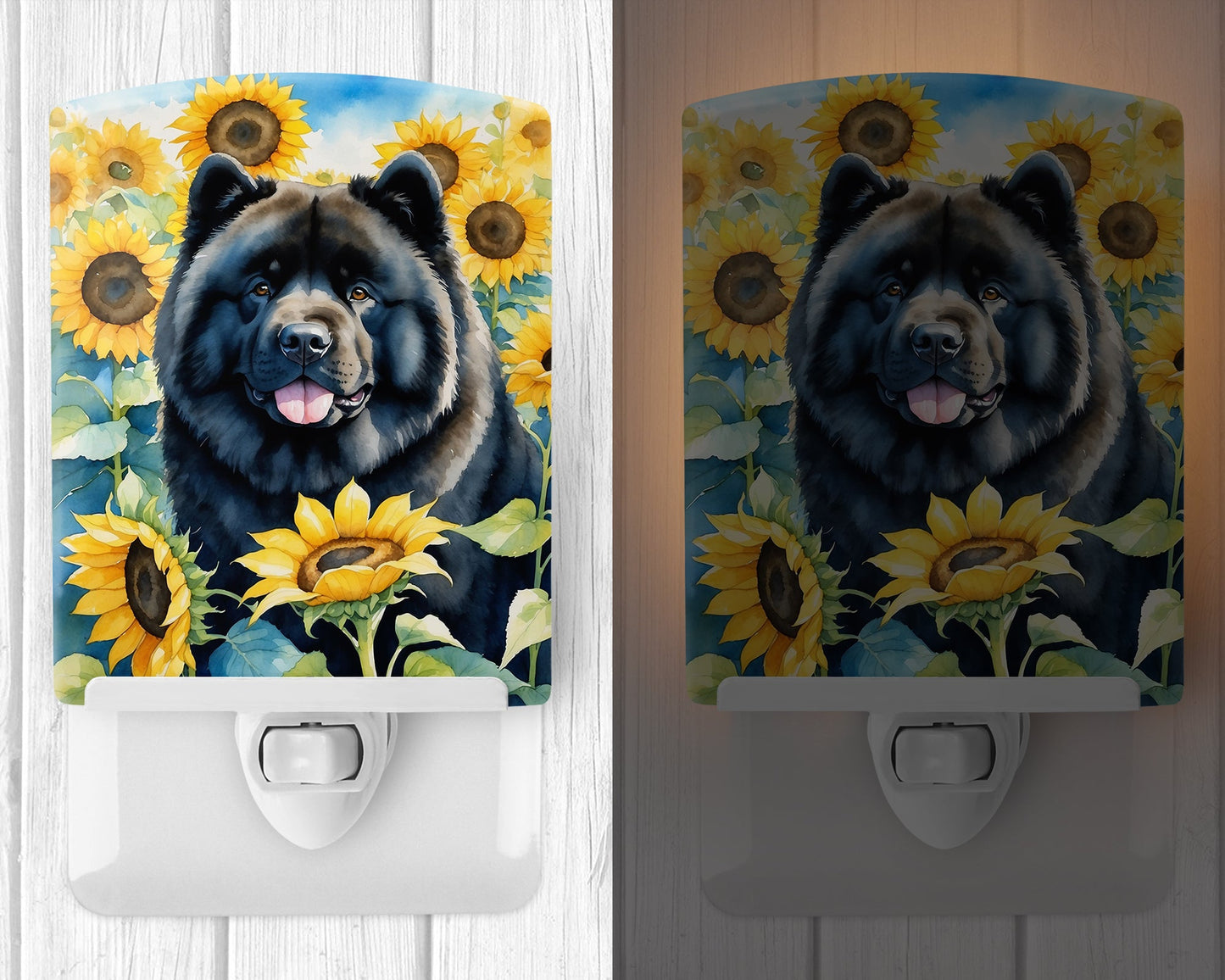 Chow Chow in Sunflowers Ceramic Night Light-1