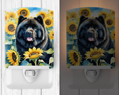 Chow Chow in Sunflowers Ceramic Night Light-1