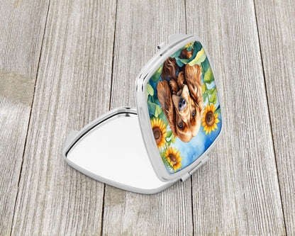 Cocker Spaniel in Sunflowers Compact Mirror-1