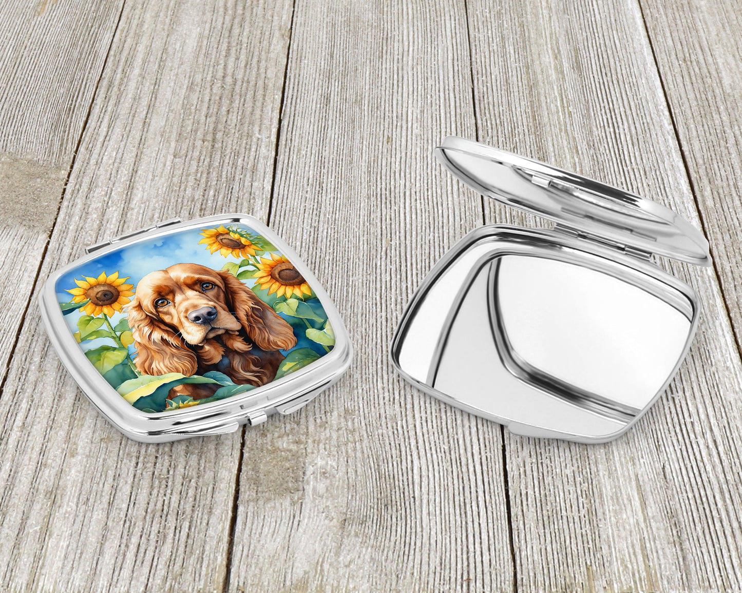 Cocker Spaniel in Sunflowers Compact Mirror-2