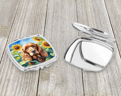 Cocker Spaniel in Sunflowers Compact Mirror-2