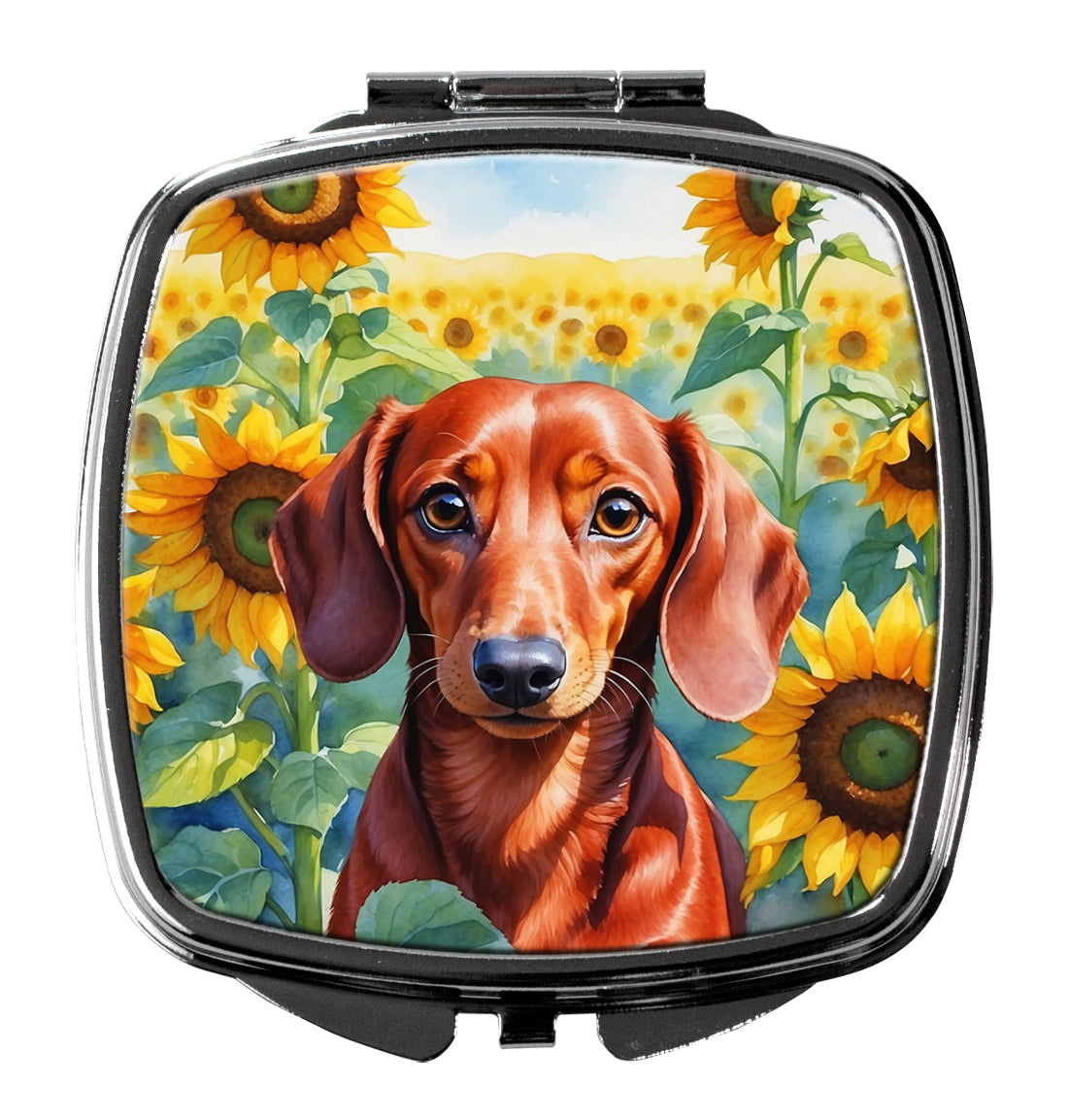 Dachshund in Sunflowers Compact Mirror-0