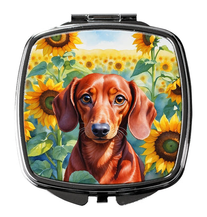 Dachshund in Sunflowers Compact Mirror-0