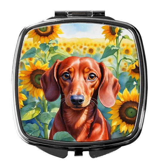 Dachshund in Sunflowers Compact Mirror-0