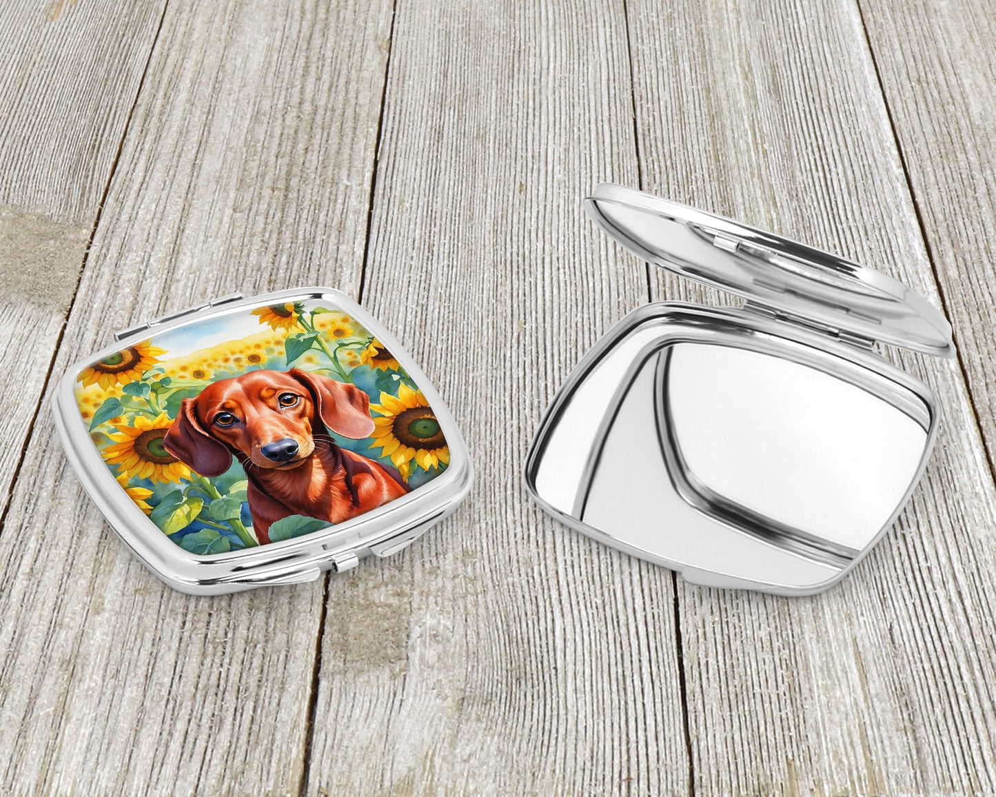 Dachshund in Sunflowers Compact Mirror-2