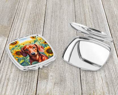 Dachshund in Sunflowers Compact Mirror-2