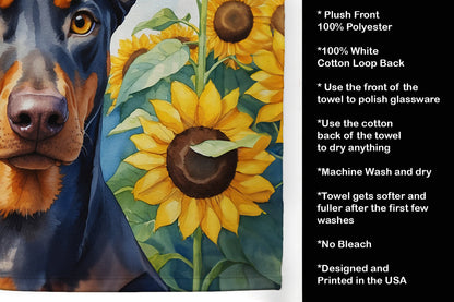 Doberman Pinscher in Sunflowers Kitchen Towel-4