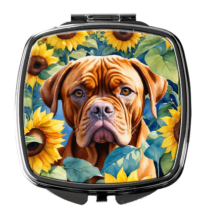 Dogue de Bordeaux in Sunflowers Compact Mirror-0