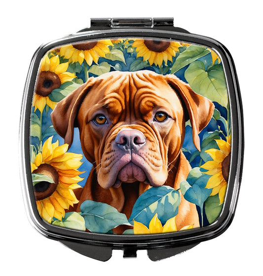 Dogue de Bordeaux in Sunflowers Compact Mirror-0