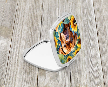 Dogue de Bordeaux in Sunflowers Compact Mirror-1