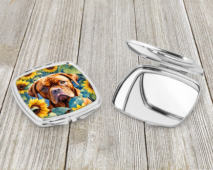 Dogue de Bordeaux in Sunflowers Compact Mirror-2