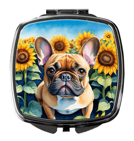 French Bulldog in Sunflowers Compact Mirror-0
