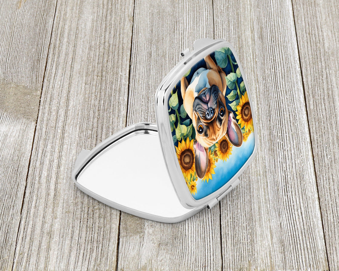 French Bulldog in Sunflowers Compact Mirror-1