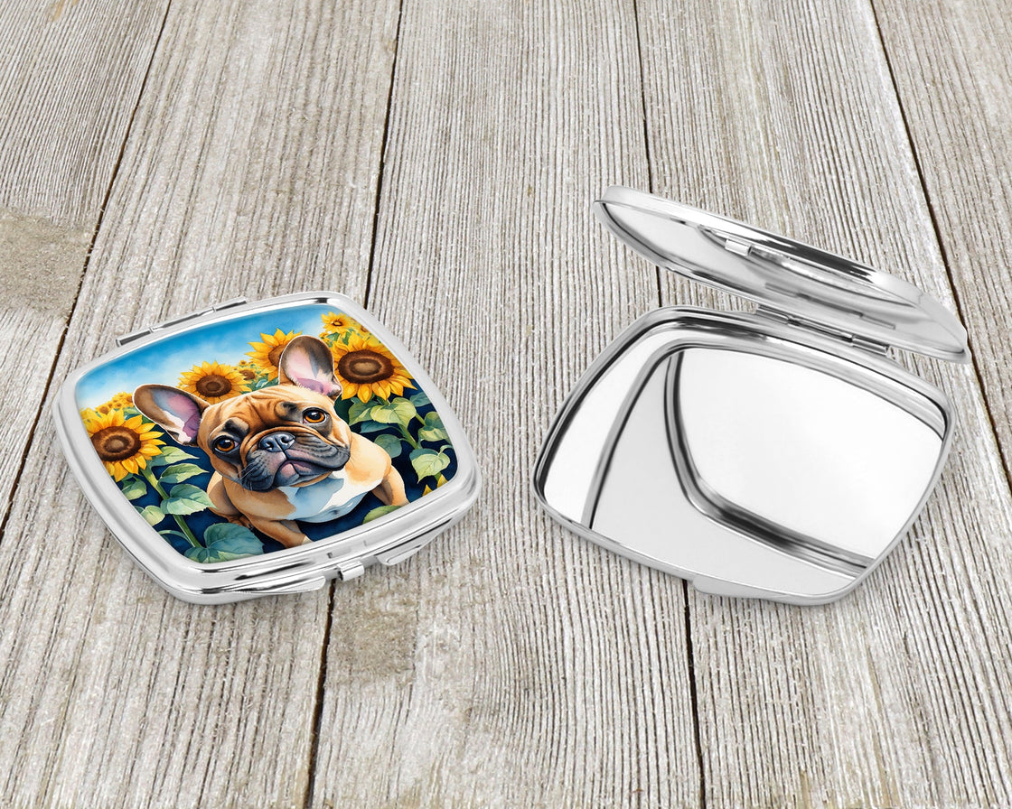 French Bulldog in Sunflowers Compact Mirror-2