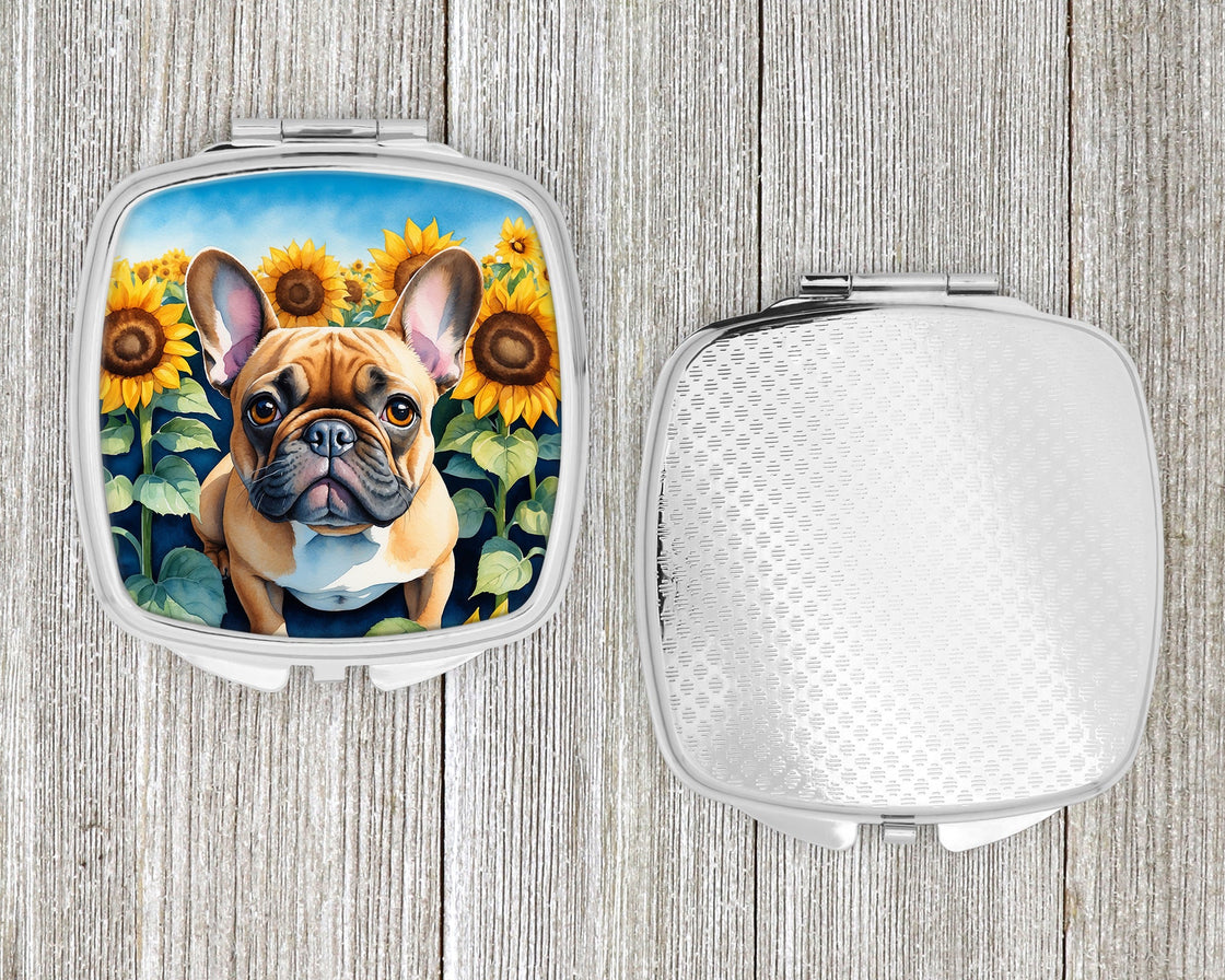 French Bulldog in Sunflowers Compact Mirror-3