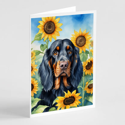 Gordon Setter in Sunflowers Greeting Cards Pack of 8-0