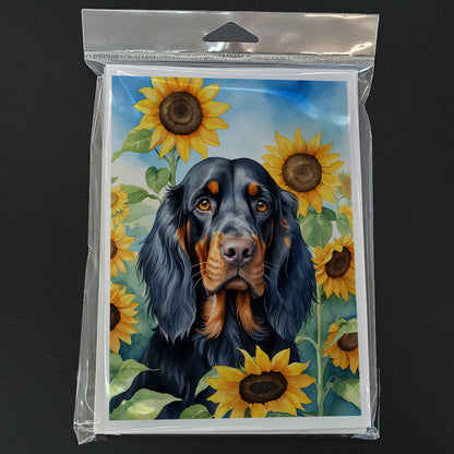 Gordon Setter in Sunflowers Greeting Cards Pack of 8-2