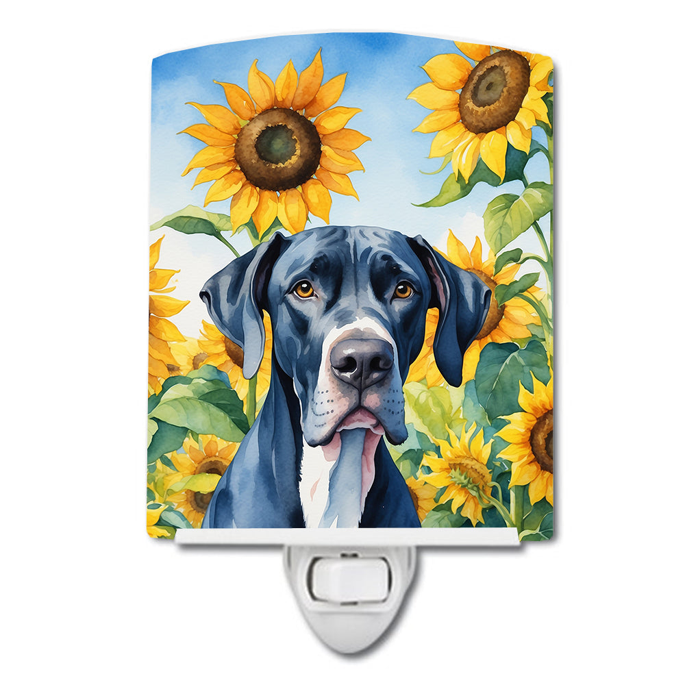Great Dane in Sunflowers Ceramic Night Light-0