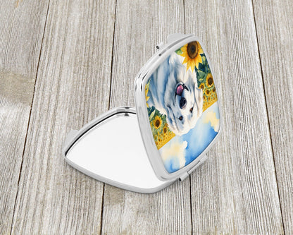 Great Pyrenees in Sunflowers Compact Mirror-1