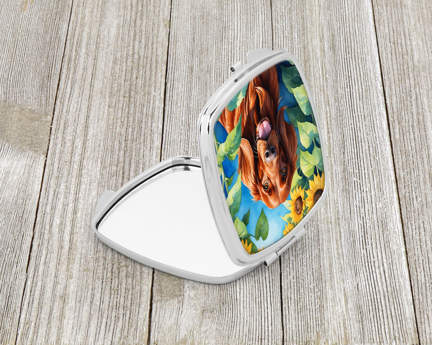 Irish Setter in Sunflowers Compact Mirror-1