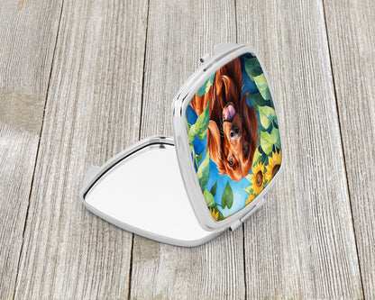 Irish Setter in Sunflowers Compact Mirror-1