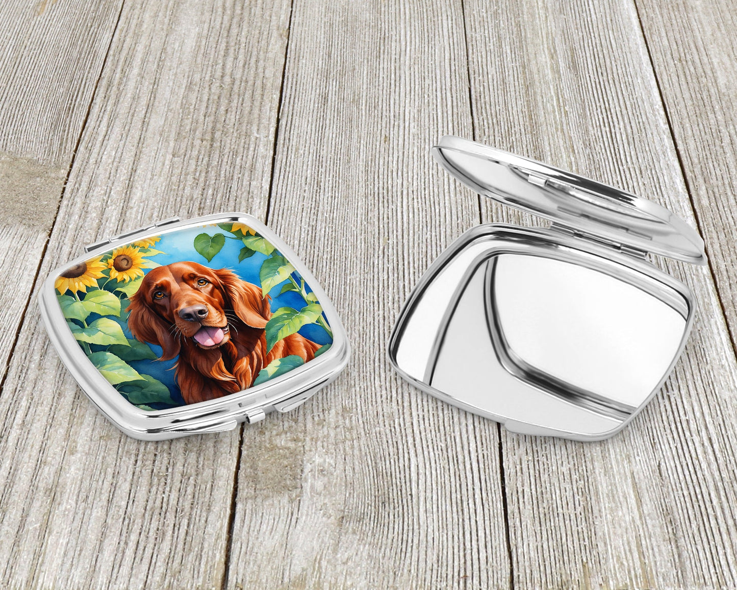 Irish Setter in Sunflowers Compact Mirror-2