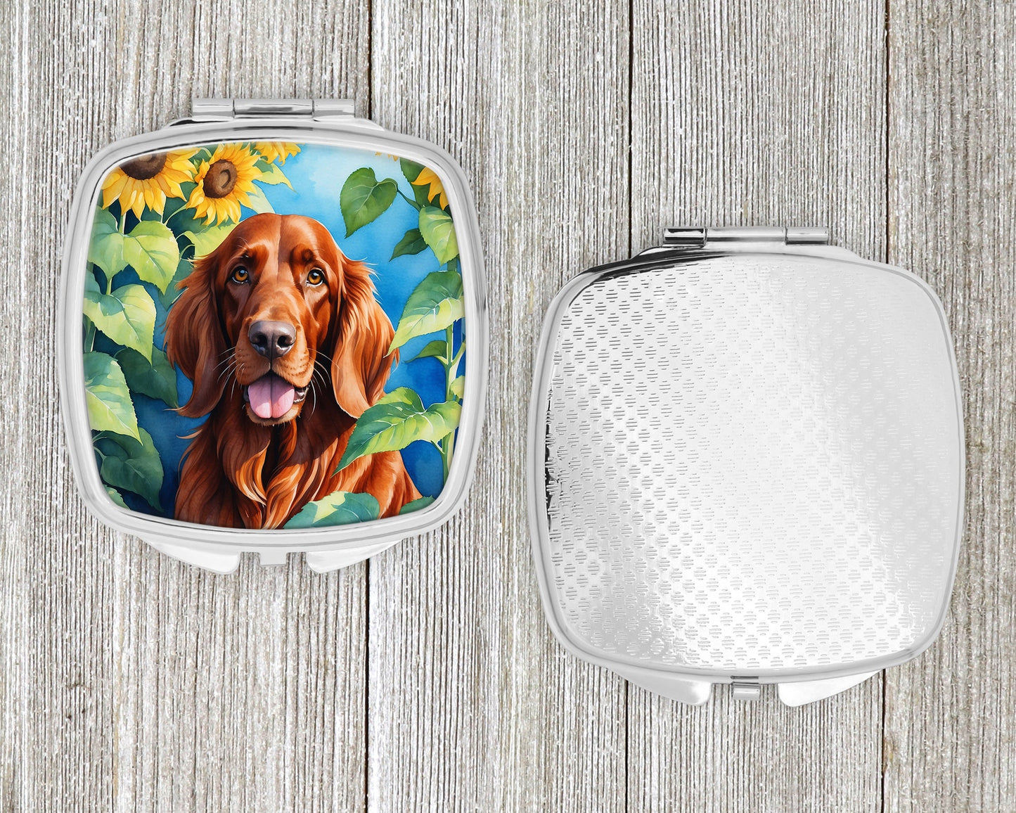Irish Setter in Sunflowers Compact Mirror-3
