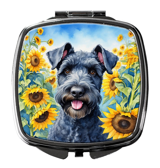 Kerry Blue Terrier in Sunflowers Compact Mirror-0