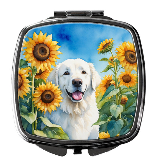 Kuvasz in Sunflowers Compact Mirror-0