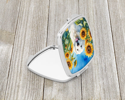 Kuvasz in Sunflowers Compact Mirror-1