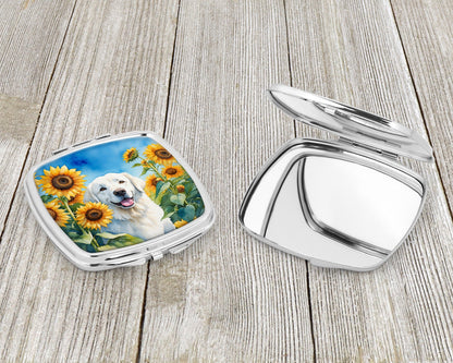 Kuvasz in Sunflowers Compact Mirror-2
