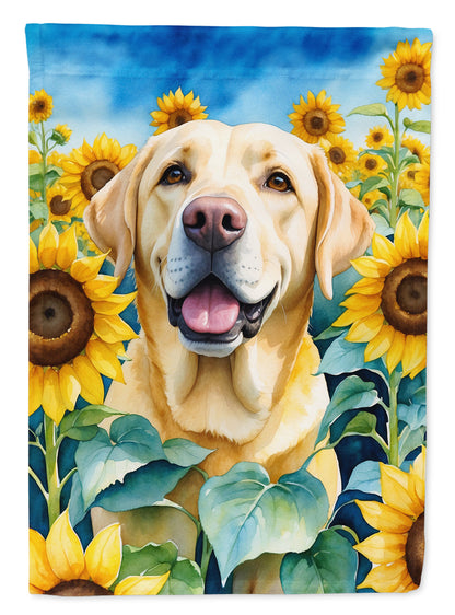 Labrador Retriever in Sunflowers Garden Flag-0