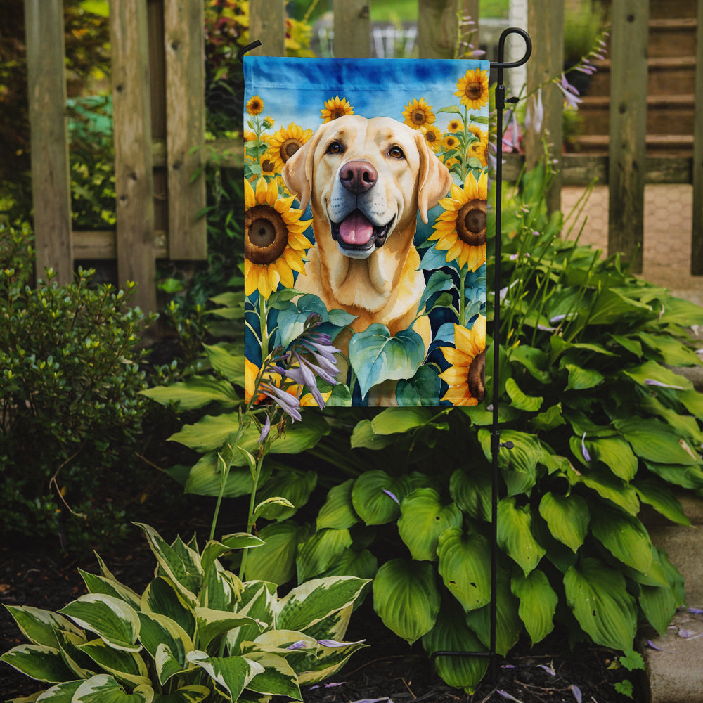 Labrador Retriever in Sunflowers Garden Flag-1