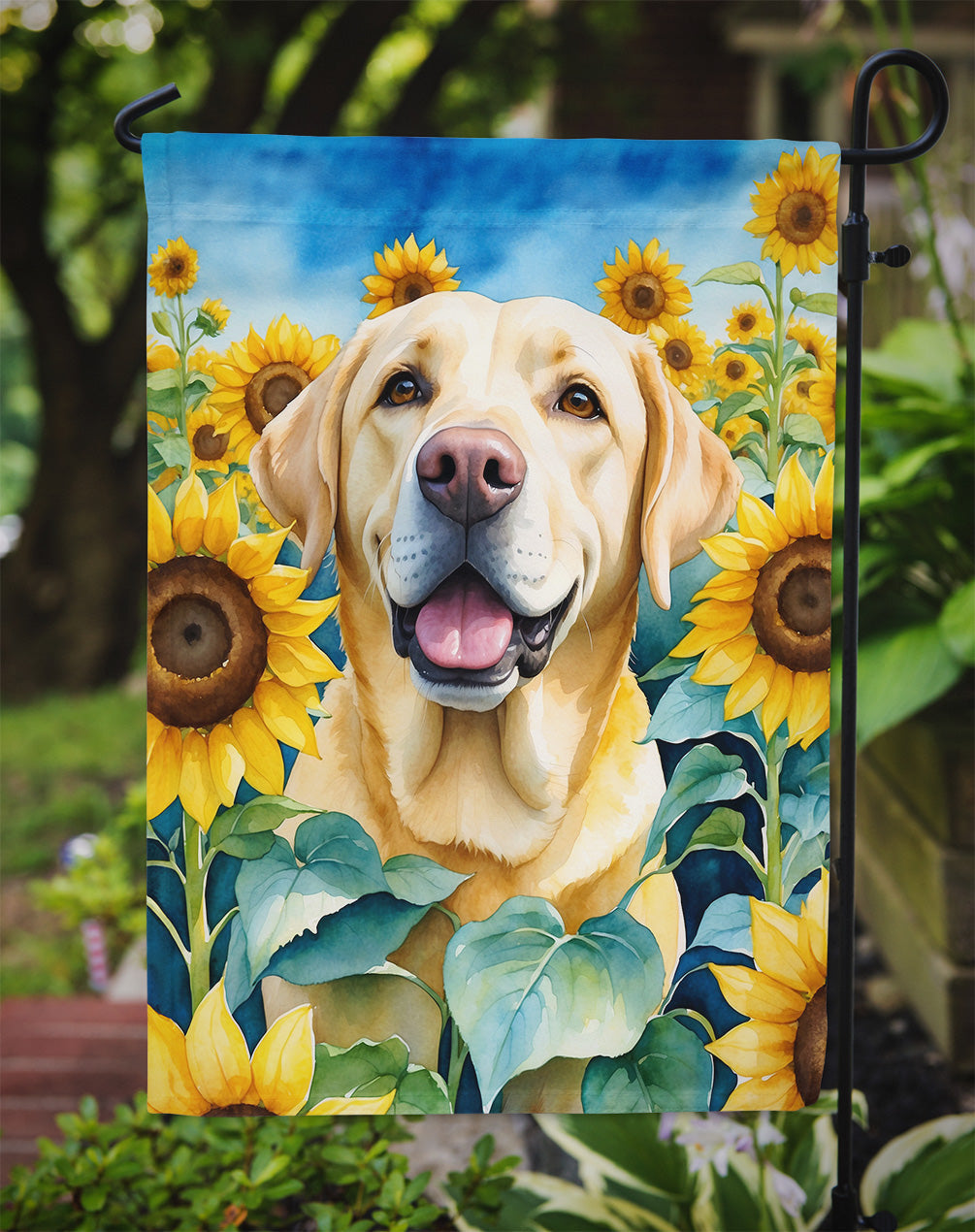 Labrador Retriever in Sunflowers Garden Flag-2