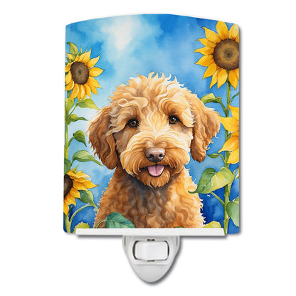 Labradoodle in Sunflowers Ceramic Night Light-0