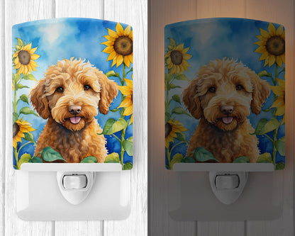Labradoodle in Sunflowers Ceramic Night Light-1