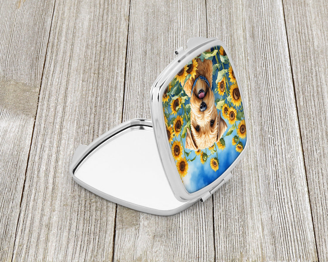 Wheaten Terrier in Sunflowers Compact Mirror-1