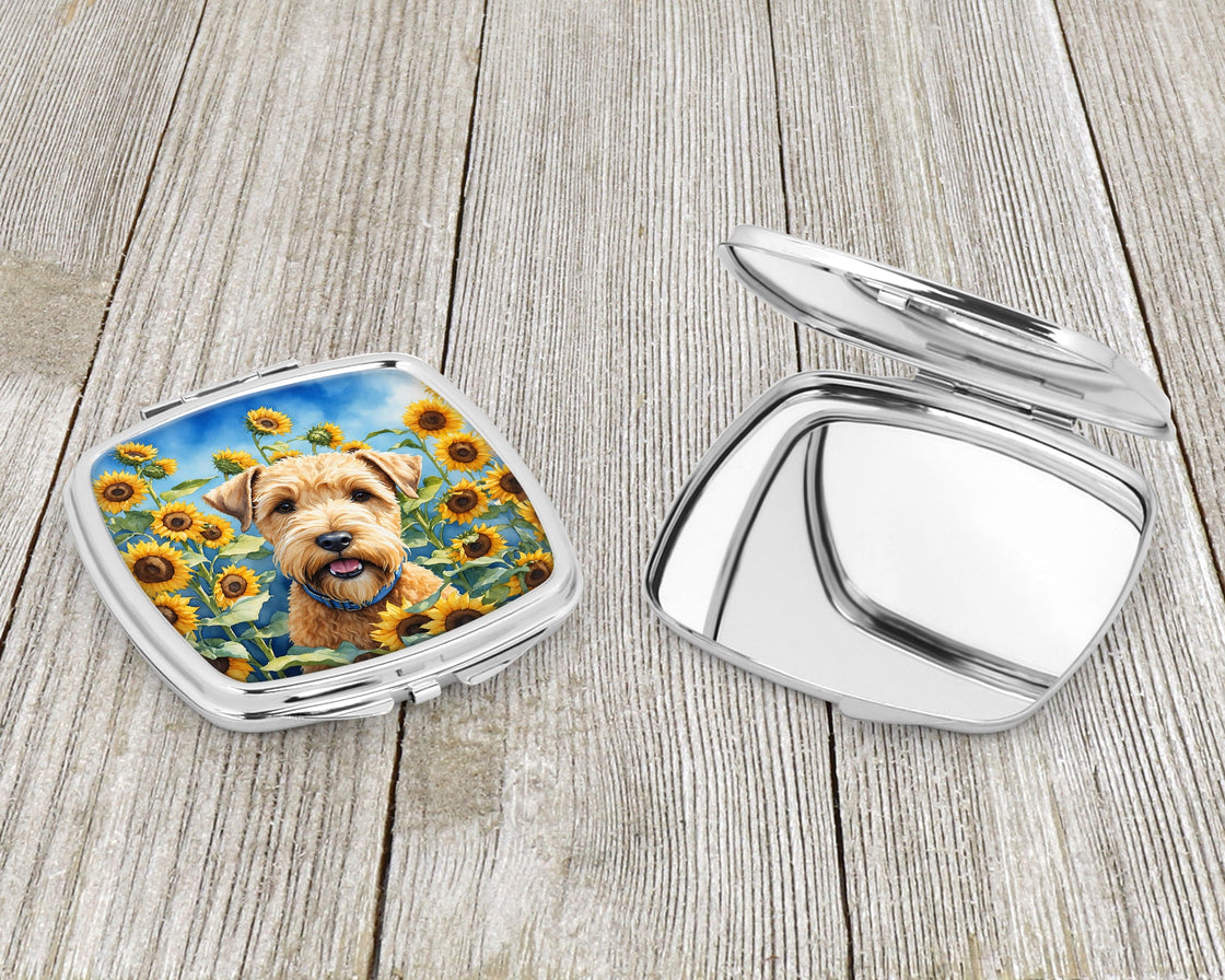 Wheaten Terrier in Sunflowers Compact Mirror-2