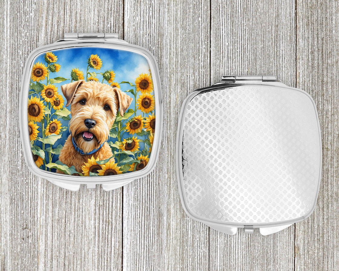 Wheaten Terrier in Sunflowers Compact Mirror-3