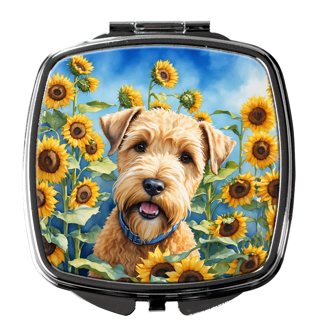 Wheaten Terrier in Sunflowers Compact Mirror-0